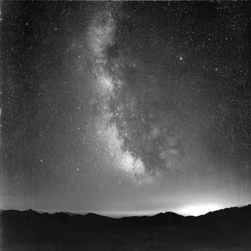 Image similar to stunning photograph of the milky way taken by ansel adams from a spaceship