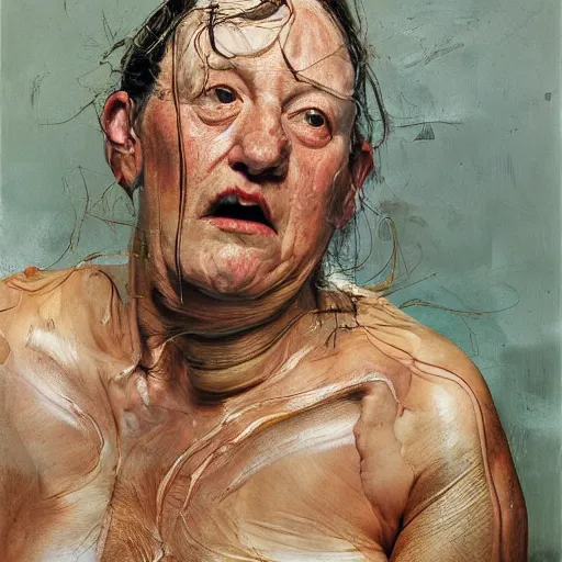 Prompt: high quality high detail painting by lucian freud and jenny saville, hd, slap, turquoise