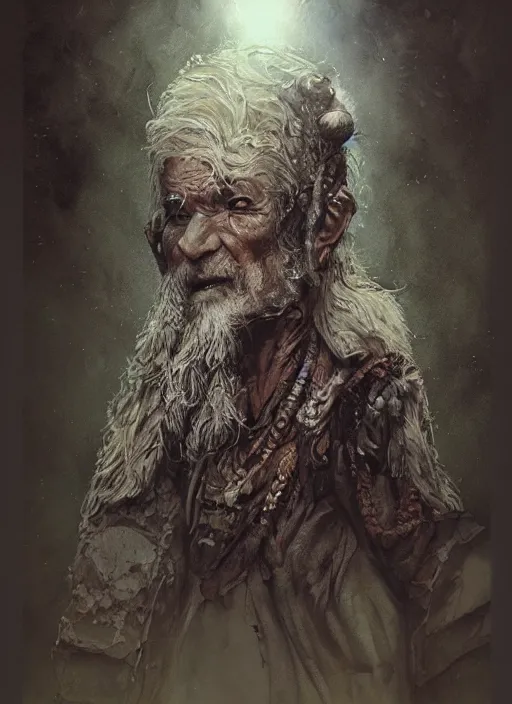 Image similar to portrait, elderly male mushroom druid, watercolor, dramatic lighting, cinematic, establishing shot, extremely high detail, foto realistic, cinematic lighting, pen and ink, intricate line drawings, by Yoshitaka Amano, Ruan Jia, Kentaro Miura, Artgerm, post processed, concept art, artstation, matte painting, style by eddie mendoza, raphael lacoste, alex ross