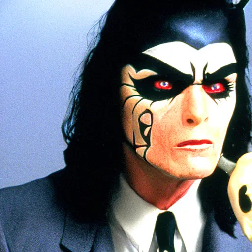 Image similar to Tommy Wiseau as Two Face, film still from Batman Forever, detailed, 4k