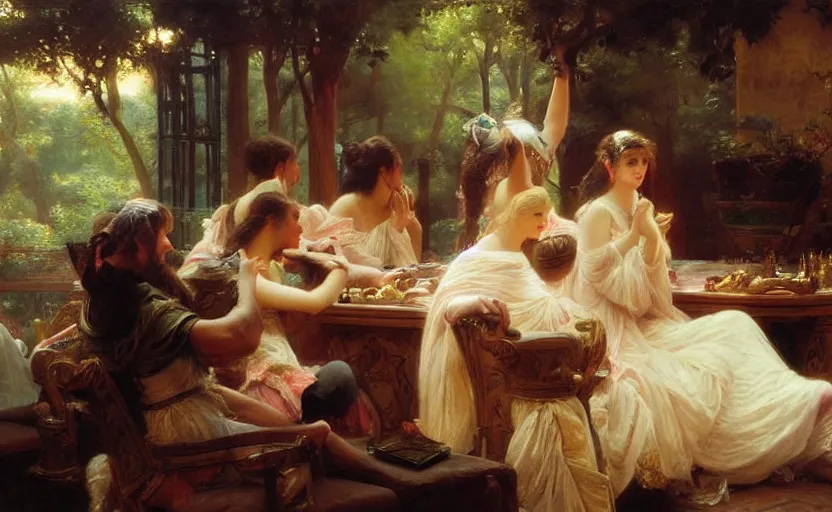 Image similar to roman lan party by pierre auguste cot and delphin enjolras and daniel f. gerhartz