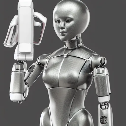 Prompt: womanized humanoid robot made of steel, close up, unreal engine, ray tracing, 8 k, uhd, ultrarealistic, highly detailed
