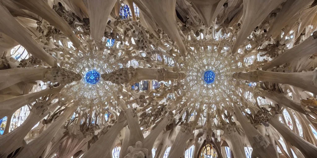 Image similar to sculpted Sagrada Familia ceiling by Antoni Gaudi