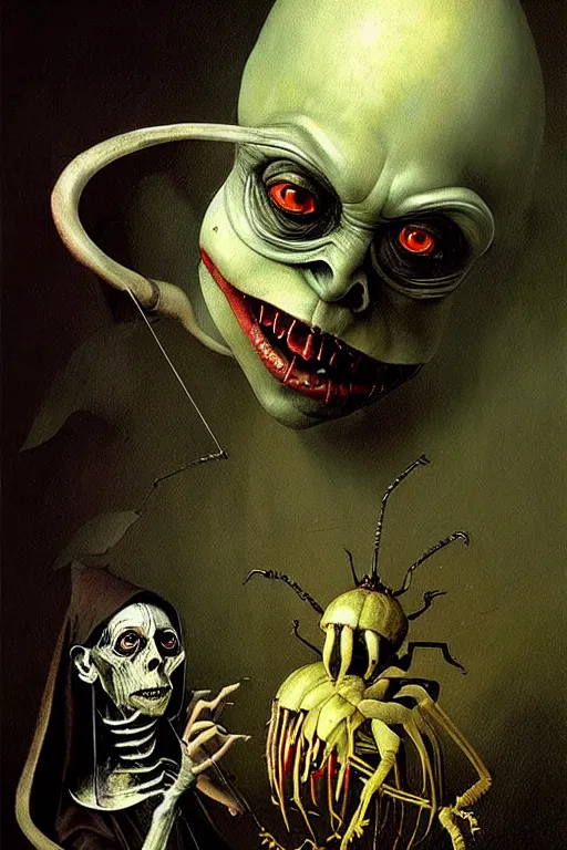 Image similar to hieronymus bosch, greg rutkowski, anna podedworna, painting of beetlejuice