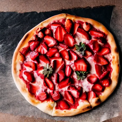 Image similar to a 5 0 mm macro shot of a strawberry pizza