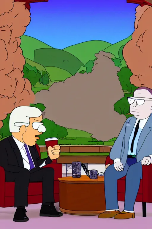 Prompt: a detailed picture of a cartoon jay leno interviewing hank hill rick from rick and morty, on the tonight show, talk show set, spotlights, cartoon and anime style, 8 k