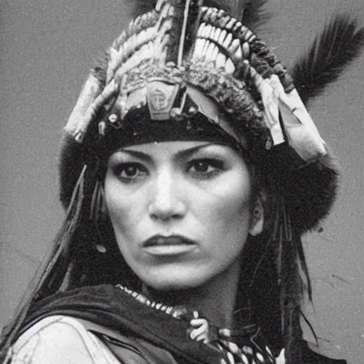 Image similar to old antique photo of jenifer lopez as an apache warrior