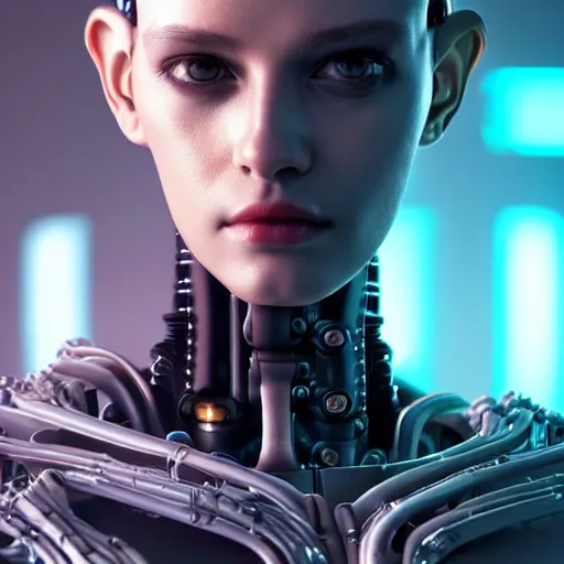 Prompt: Perfectly-Centered-Portrait-Photograph of Mechanical Cyberpunk Female Android, Upper-torso, intricate, elegant, super highly detailed, professional digital painting, artstation, concept art, smooth, sharp focus, no blur, no dof, extreme illustration, Unreal Engine 5, Photorealism, HD quality, 8k resolution, cinema 4d, 3D, beautiful, cinematic, art by artgerm and greg rutkowski and alphonse mucha and loish and WLOP