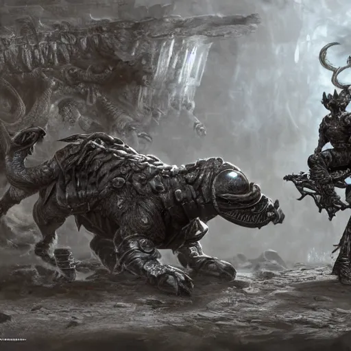 Prompt: pug battle, intricate detail, royo, vallejo, frazetta, giger, whealan, hd, unreal engine,