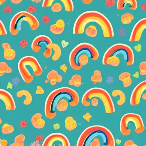 Prompt: ((((seamless pattern)))) of rainbow cats!!!!
