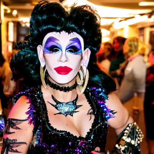 Prompt: a photo of a drag queen, shallow focus