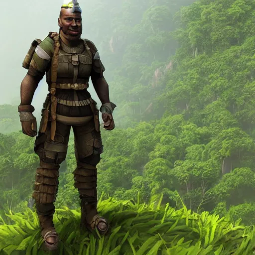 Image similar to utopia realistic jungle tower soldier avatar style 8k