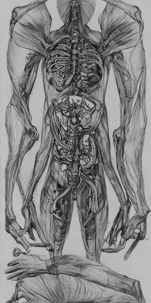 Prompt: notes and sketches detailing the autopsy of a metroid, art direction influenced by HR Giger, in the style of Leonardo da Vinci, detailed, side panel details, diagrams, charts, line art, 8k