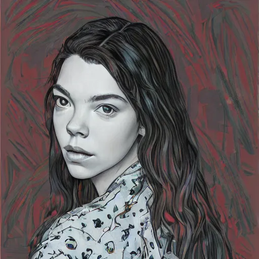 Prompt: anya taylor - joy portrait in detail by james jean,