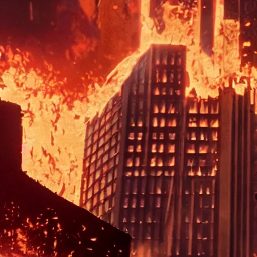 Prompt: Live Action Still of Jerma in The Towering Inferno, real life, hyperrealistic, ultra realistic, realistic, highly detailed, epic, HD quality, 8k resolution, body and headshot, film still