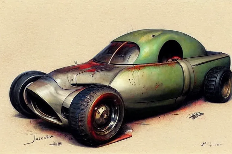 Image similar to ( ( ( ( ( 1 9 5 0 s retro science fiction rat rod race car. muted colors. ) ) ) ) ) by jean - baptiste monge!!!!!!!!!!!!!!!!!!!!!!!!!!!!!!