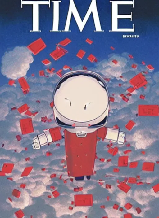 Prompt: TIME magazine cover, the coming AI singularity, by Hayao Miyazaki