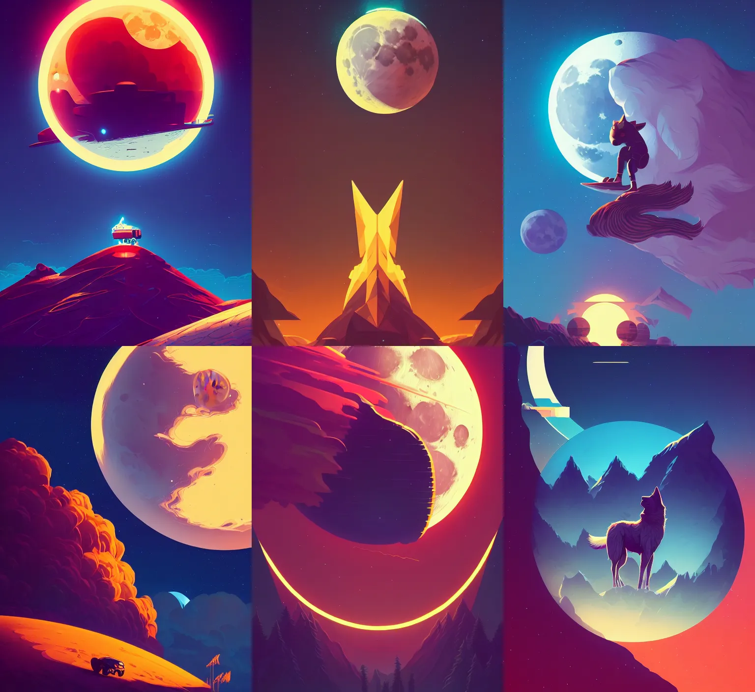 Prompt: retrofuturistic minimalistic graphics of the moon moon, close up, wlop, dan mumford, artgerm, liam brazier, peter mohrbacher, 8 k, raw, featured in artstation, octane render, cinematic, elegant, intricate, 8 k