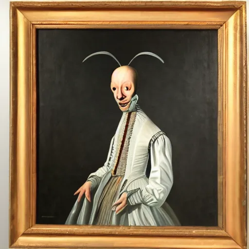 Prompt: oil painting portrait of an alien being in clothes from the year 1 6 0 0