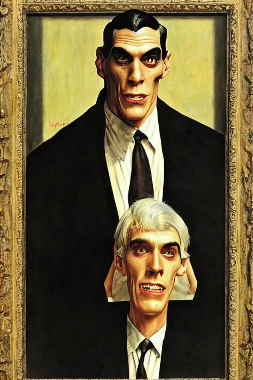 Image similar to lurch from the addams family painted by norman rockwell