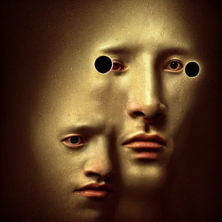 Prompt: beautiful portrait of beautiful man covered with hundred eyes inside holes, embryos, by hieronymus bosch, lucid dream - like heavy atmosphere, baroque painting, perfect composition, detailed octane render trending on artstation, 8 k artistic photography, volumetric cinematic perfect light, chiaroscuro, masterpiece, raphael, caravaggio, beksinski, rutkowski