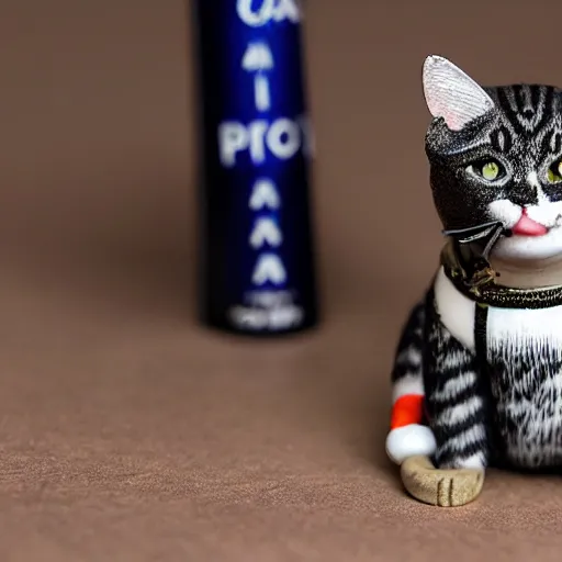 Image similar to action figure of police cat with accessories