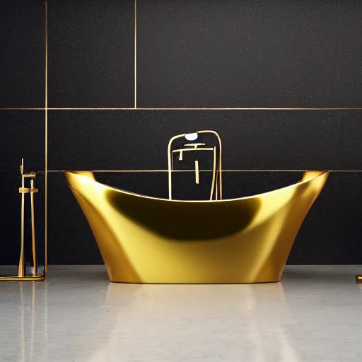 Prompt: Bathtub full of gold, 4K photograph, high detail