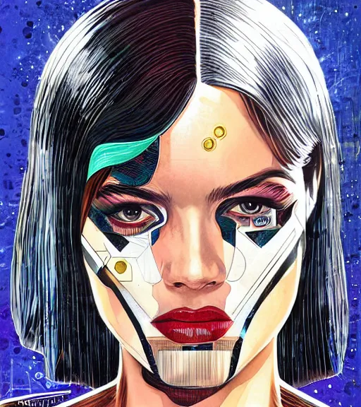 Prompt: portrait of an android, by DC comics and Sandra Chevrier