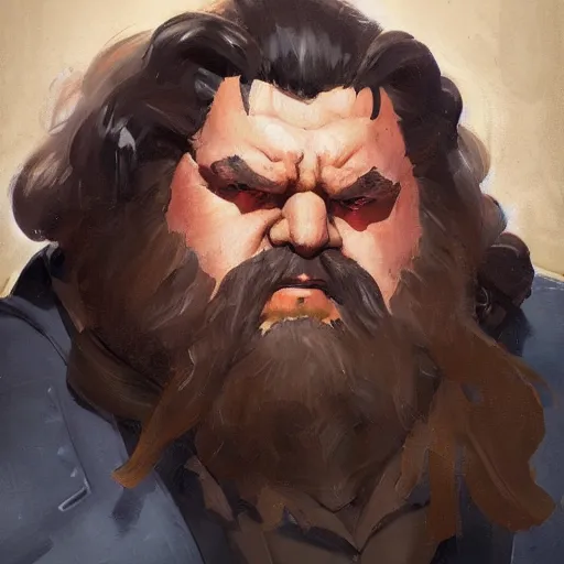 Image similar to greg manchess portrait painting of armored rubeus hagrid as overwatch character, medium shot, asymmetrical, profile picture, organic painting, sunny day, matte painting, bold shapes, hard edges, street art, trending on artstation, by huang guangjian and gil elvgren and sachin teng