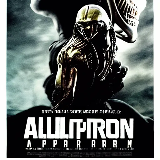 Prompt: alien vs. predator movie poster. photograph.