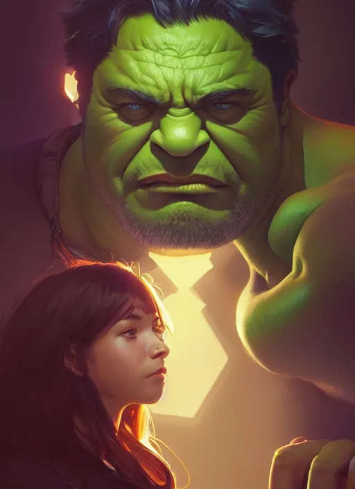 Prompt: highly detailed portrait of hulk, stephen bliss, unreal engine, greg rutkowski, loish, rhads, beeple, makoto shinkai and lois van baarle, ilya kuvshinov, rossdraws, tom bagshaw, alphonse mucha, global illumination, radiant light, detailed and intricate environment