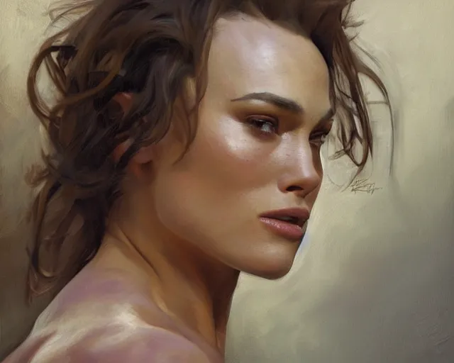 Image similar to greg manchess portrait painting of keira knightley as beautiful thick female bodybuilder zarya from overwatch, medium shot, asymmetrical, profile picture, organic painting, sunny day, matte painting, bold shapes, hard edges, street art, trending on artstation, by huang guangjian and gil elvgren and sachin teng