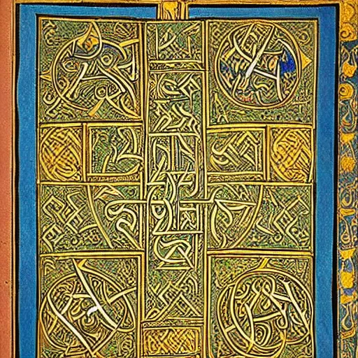 Image similar to The Book of Kells was produced by monks of St. Columba's order of Iona, Scotland, but exactly where it was made is disputed. Theories regarding composition range from its creation on the island of Iona to Kells, Ireland, to Lindisfarne, Britain. It was most likely created, at least in part, at Iona and then brought to Kells to keep it safe from Viking raiders who first struck Iona in 795 CE, shortly after their raid on Lindisfarne Priory in Britain.