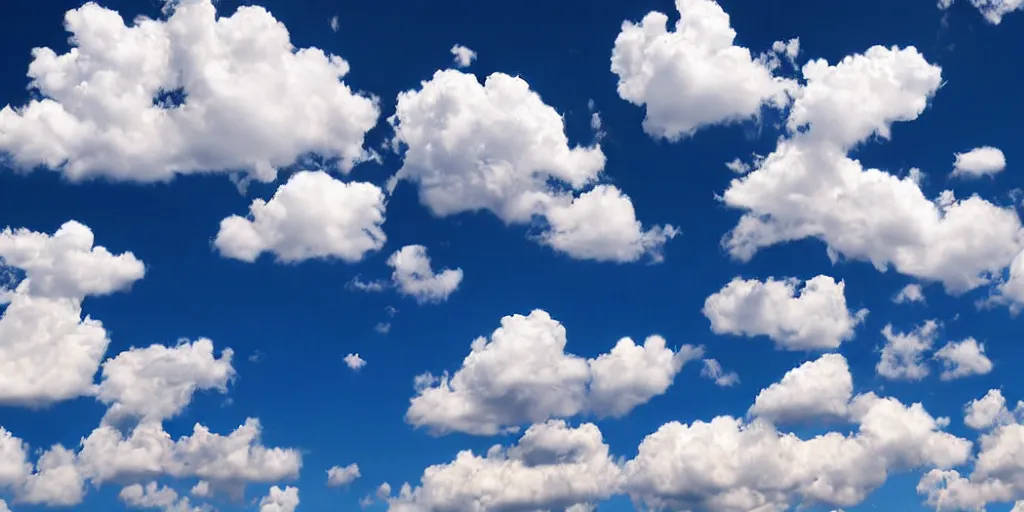 Prompt: puffy cloud seamless background on blue sky