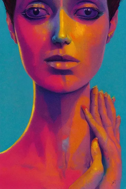 Prompt: a colorful vibrant closeup portrait of a queen dreaming psychedelic hallucinations, by moebius, edward hopper and james gilleard, zdzislaw beksinski, steven outram colorful flat surreal design, hd, 8 k, artstation