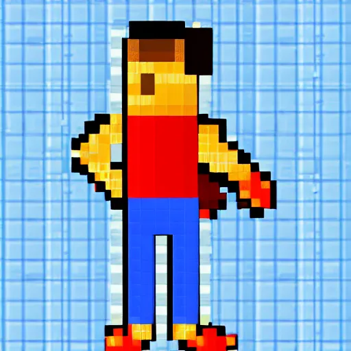 Prompt: a pixel art sprite of a teen boy wearing a backpack