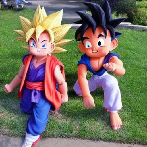 Image similar to goku and chi - chipeach finally settle down and buy a home