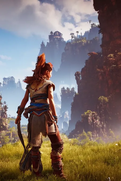 Image similar to a beautiful photo of aloy in horizon forbidden west