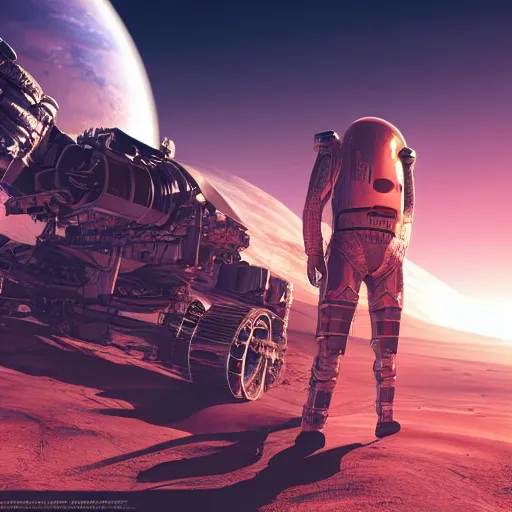 Image similar to elon musk in cyberpunk style on mars digital art very detailed 4 k detailed super realistic