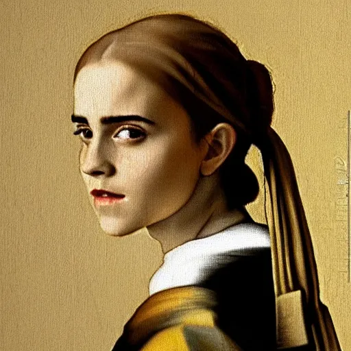 Image similar to emma watson, Johannes Vermeer‎ style