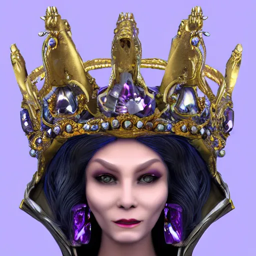 Prompt: realistic rococo style alien witch goddess queen with crystal gems crown sharp focus 8 k