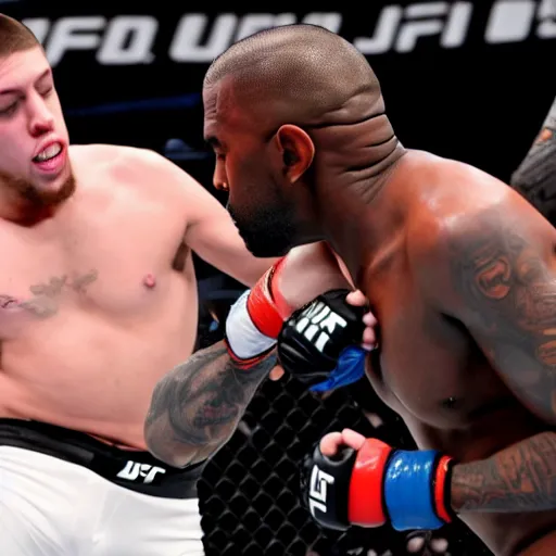 Image similar to kanye west fighting pete davidson in the ufc