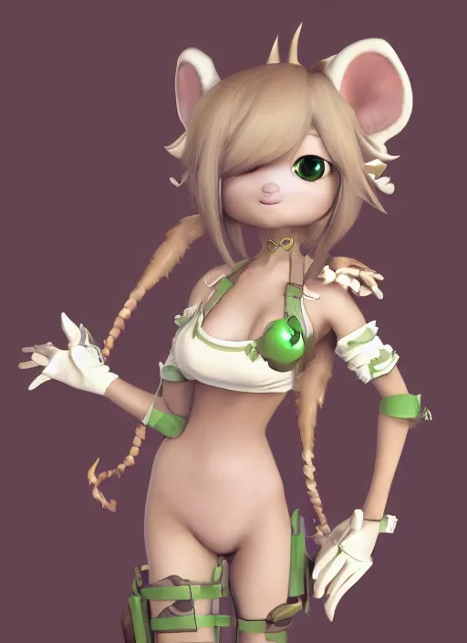 Image similar to female furry mini cute style, character adoptable, highly detailed, rendered, ray - tracing, cgi animated, 3 d demo reel avatar, style of maple story and zootopia, maple story cthulhu girl, dark cthulhu, dark skin, cool clothes, soft shade, soft lighting