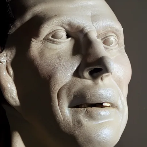 Prompt: close - up of a new sculpture by ron mueck, studio photo