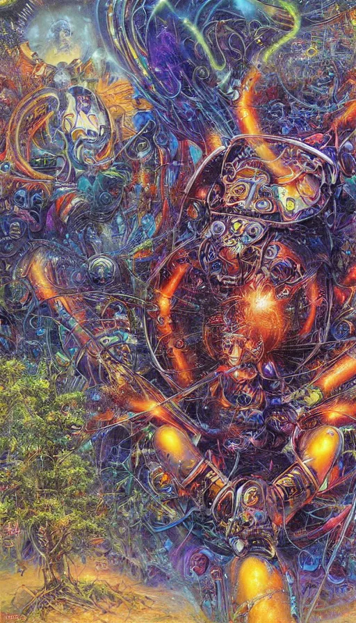 Image similar to psytrance artwork, by james gurney