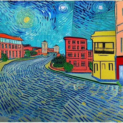 Image similar to van gogh sketch of downtown miami