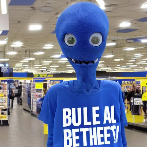 Prompt: alien found a best buy store