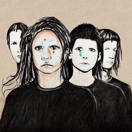 Prompt: nine ich nails album cover, drawn by kids,