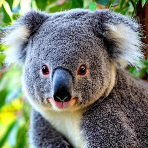 Image similar to a koala with fur colored like a panda