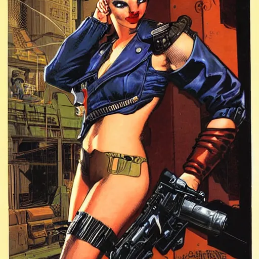 Image similar to cyberpunk mercenary. portrait by will eisner and gil elvgren